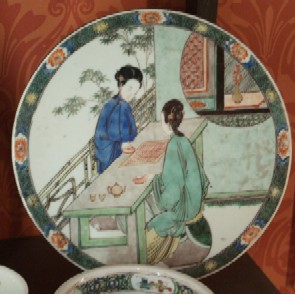 Chinese plate with lady Go players in Maidstone