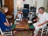 Host Barry plays William at Backgammon